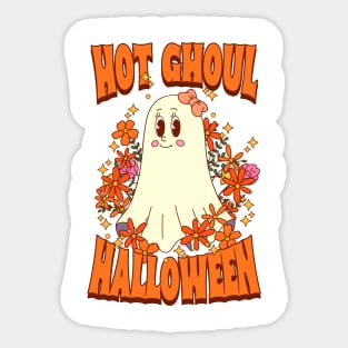 Hot ghoul Halloween - groovy cute ghost Sticker